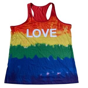 Rainbow LOVE Tank Top Womens XL Sleeveless LGBTQ Pride Festival‎ Rave Casual Top
